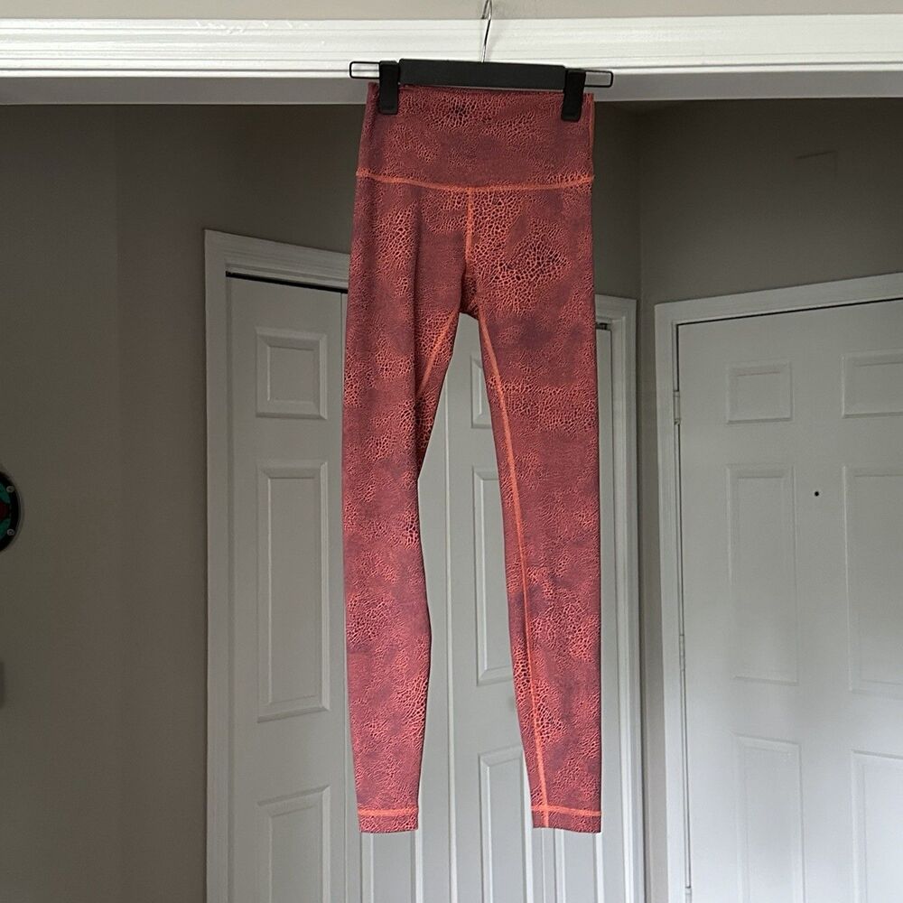 Lululemon Wunder Train High-Rise Crackle Glaze Vintage Orange Larkspur Size 4